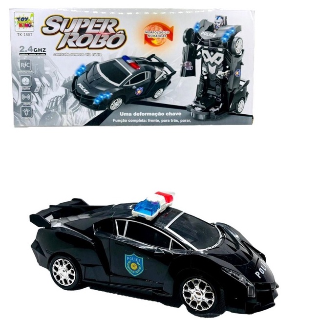 Super Carro Robô Transformer' Carrinho de Polícia Com Som e luz de led Oferta!!!