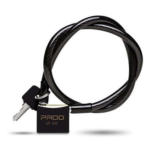 Cadeado Latão Bike Pado 30mm C/ Cabo 600mm C/2 Chaves Preto