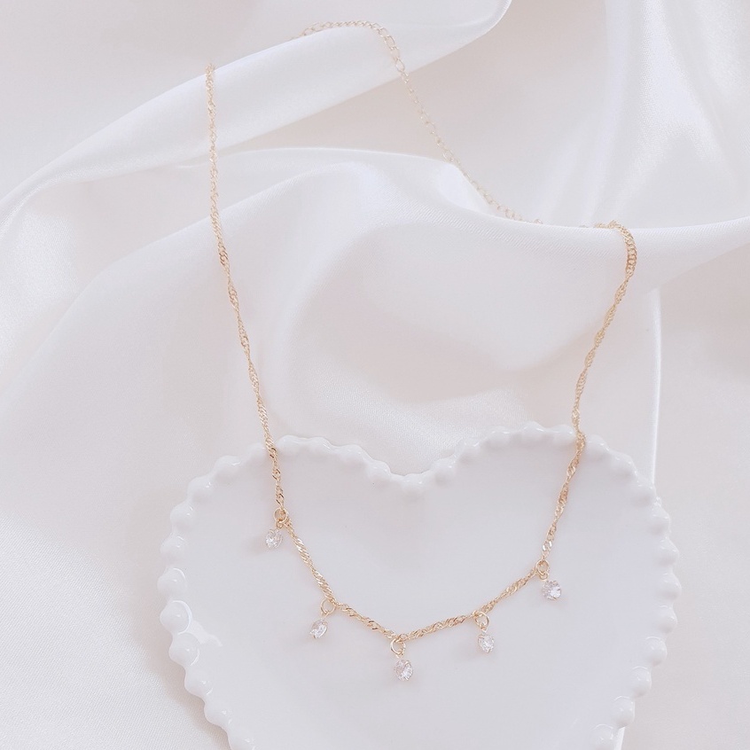 Colar Choker Gargantilha Feminino Pingente Zircônias Ponto de Luz - Banhado/Folheado a Ouro 18k