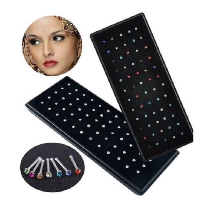 kit Com 40 Piercing de Nariz Cristal Reto lindo  aço inox  Atacado  Fashion Top Promação Pronta Entrega em Oferta na Shopee