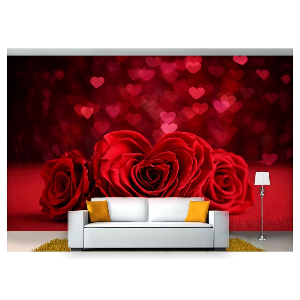 papel de parede Flores Rosas Romantico 3D m² NFL249