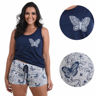 Pijama Feminino Curto Baby Doll Camiseta e Short Dool Verão