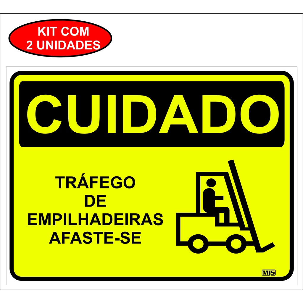 Kit2 Placas Sinalização Cuidado Tráfego De Empilhadeiras Pvc