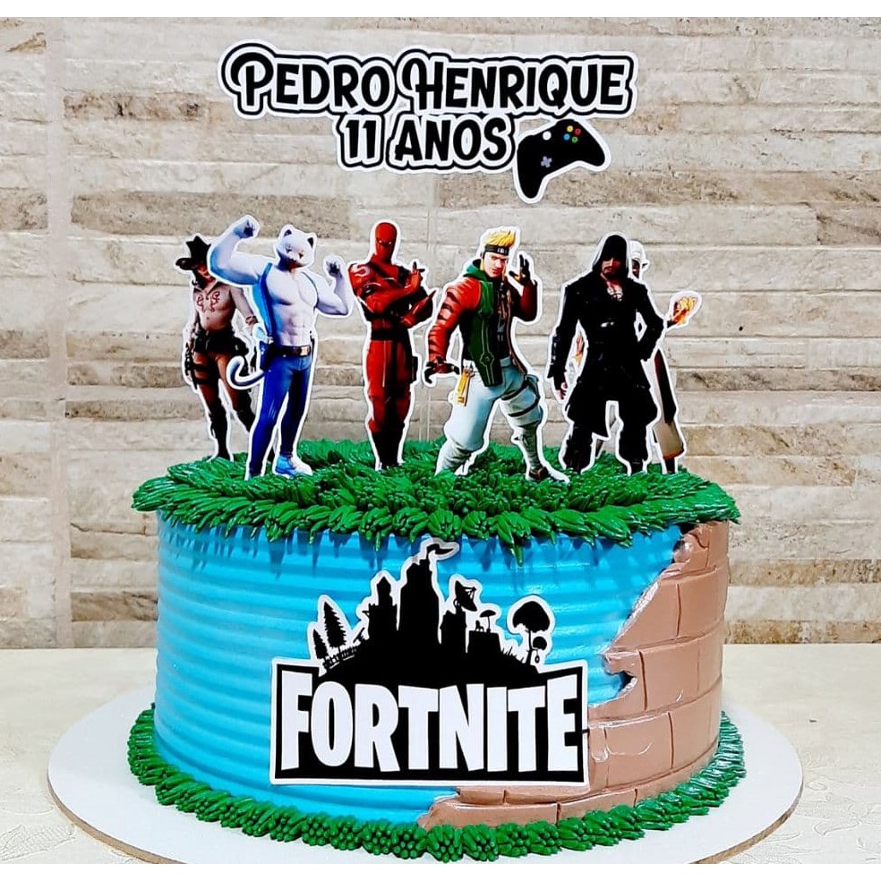 Topper Topo De Bolo Festa Personalizada Fortnite Shopee Brasil
