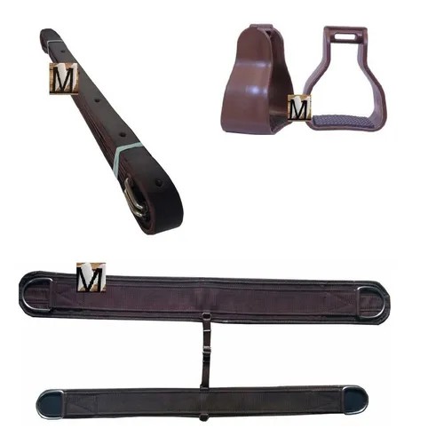 Loro Em Couro Legitimo + Estribo + Jogo Barrigueira E Cilha