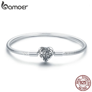 Pulseira Bamoer Prata 925 Com Fivela De Coração/Árvore Da Vida
