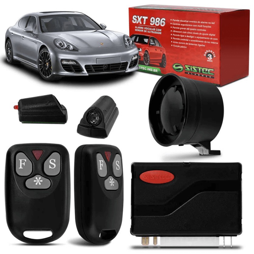 Alarme Automotivo Universal Multifunção Completo Sistec 986 Com Sirene e Travas