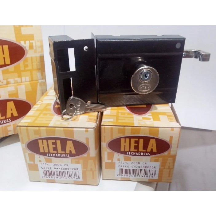 Fechadura Para Portão Sobrepor 2008 Hela - 2 Chaves em Oferta na Shopee