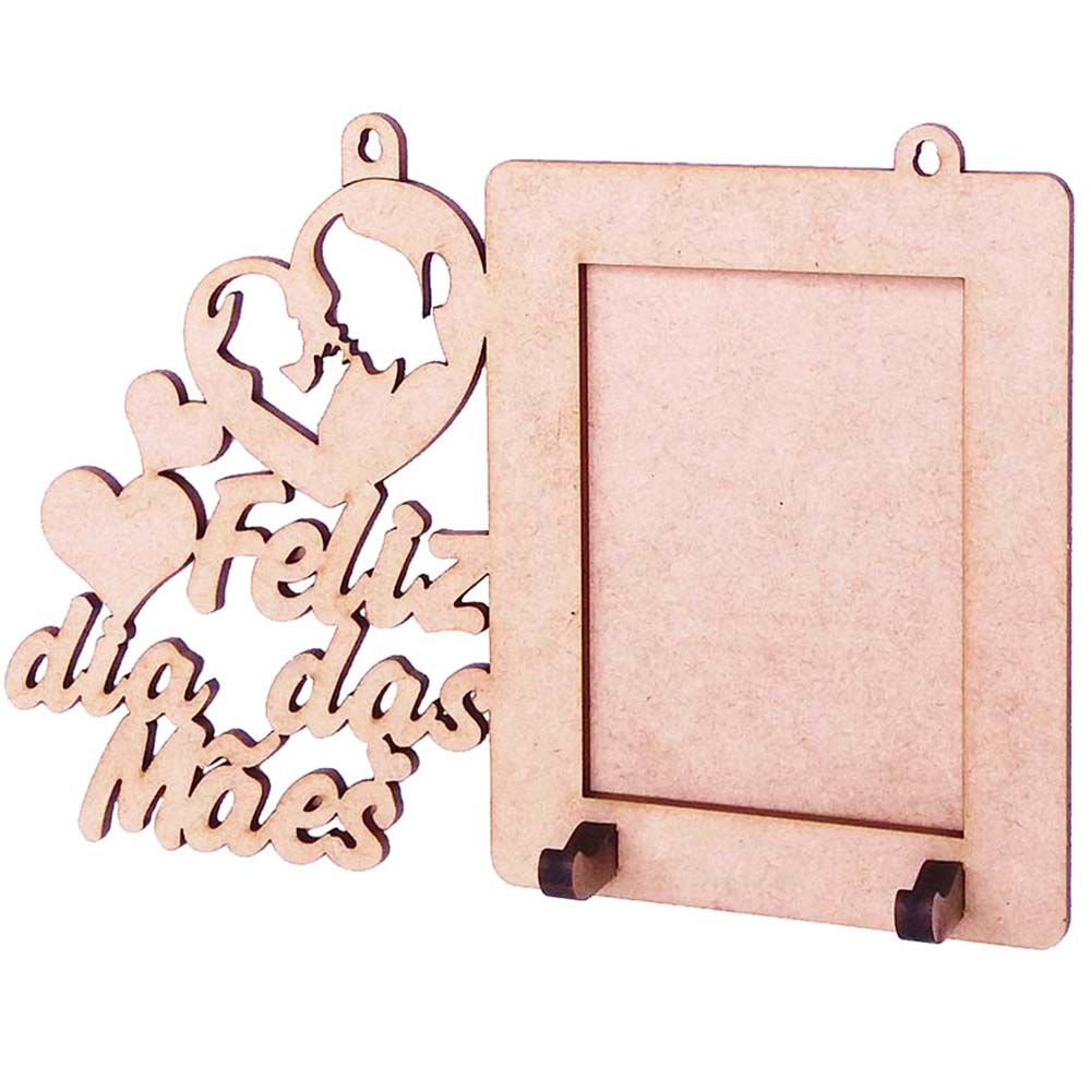 Kit 6 Porta chave e retrato mdf cru feliz dia das mães foto 7x10 lembrancinha artesanato dia das mães