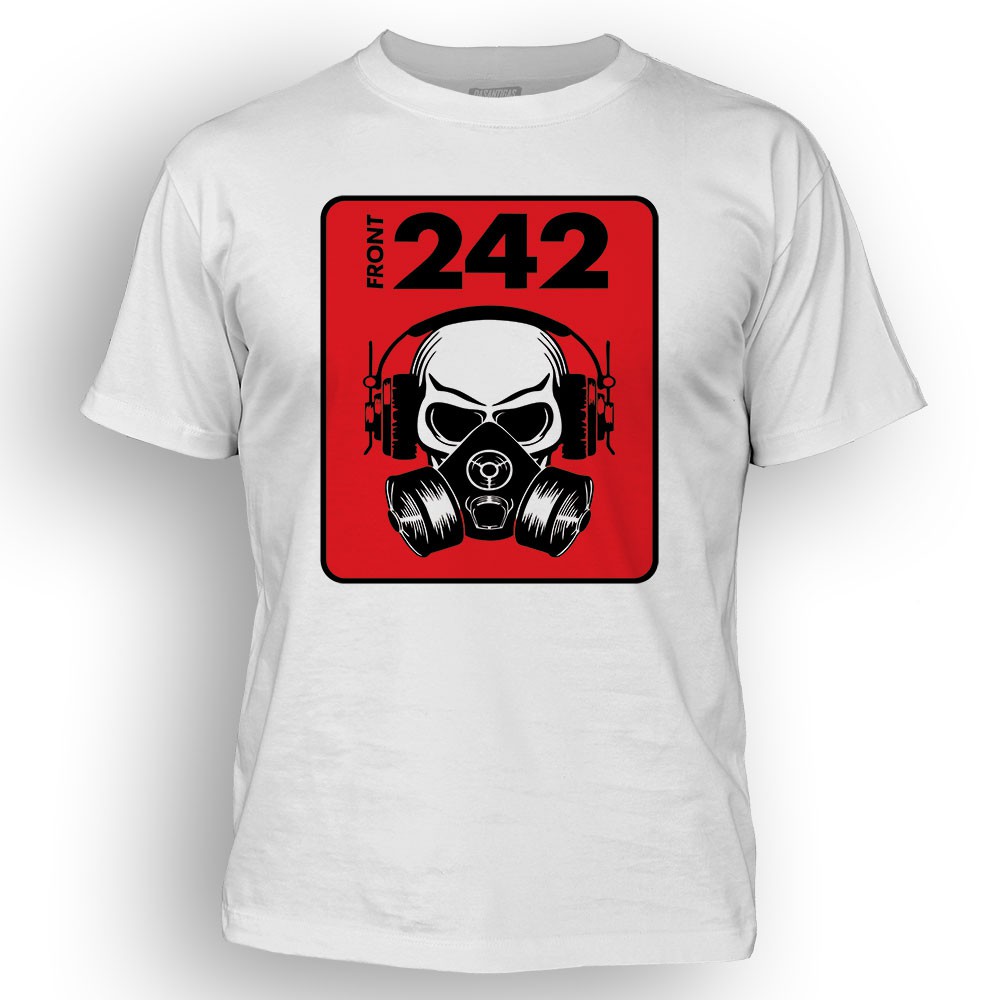 Camiseta 100% algodão Dasantigas estampa Front 242 em serigrafia (silk).