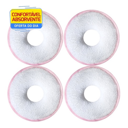 Kit 4 Rosquinhas De Amamentação Absorventes Seios Lavável Macio Maternidade