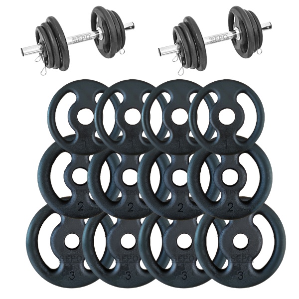 Kit Halteres de Anilhas e Barras Fitness - 24 Kg
