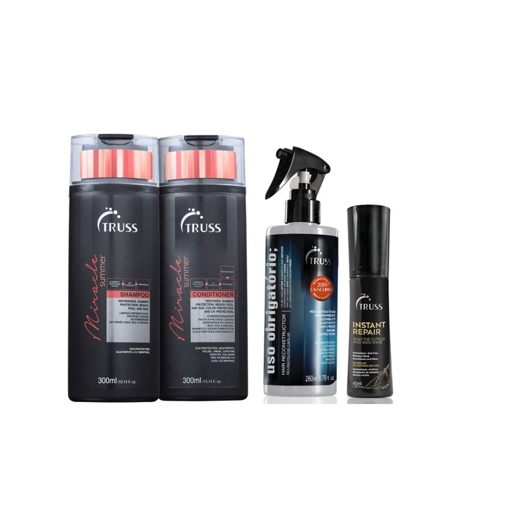 Truss Miracle Summer Shampoo e Condicionador e Instant Repair e Uso Obrigatório