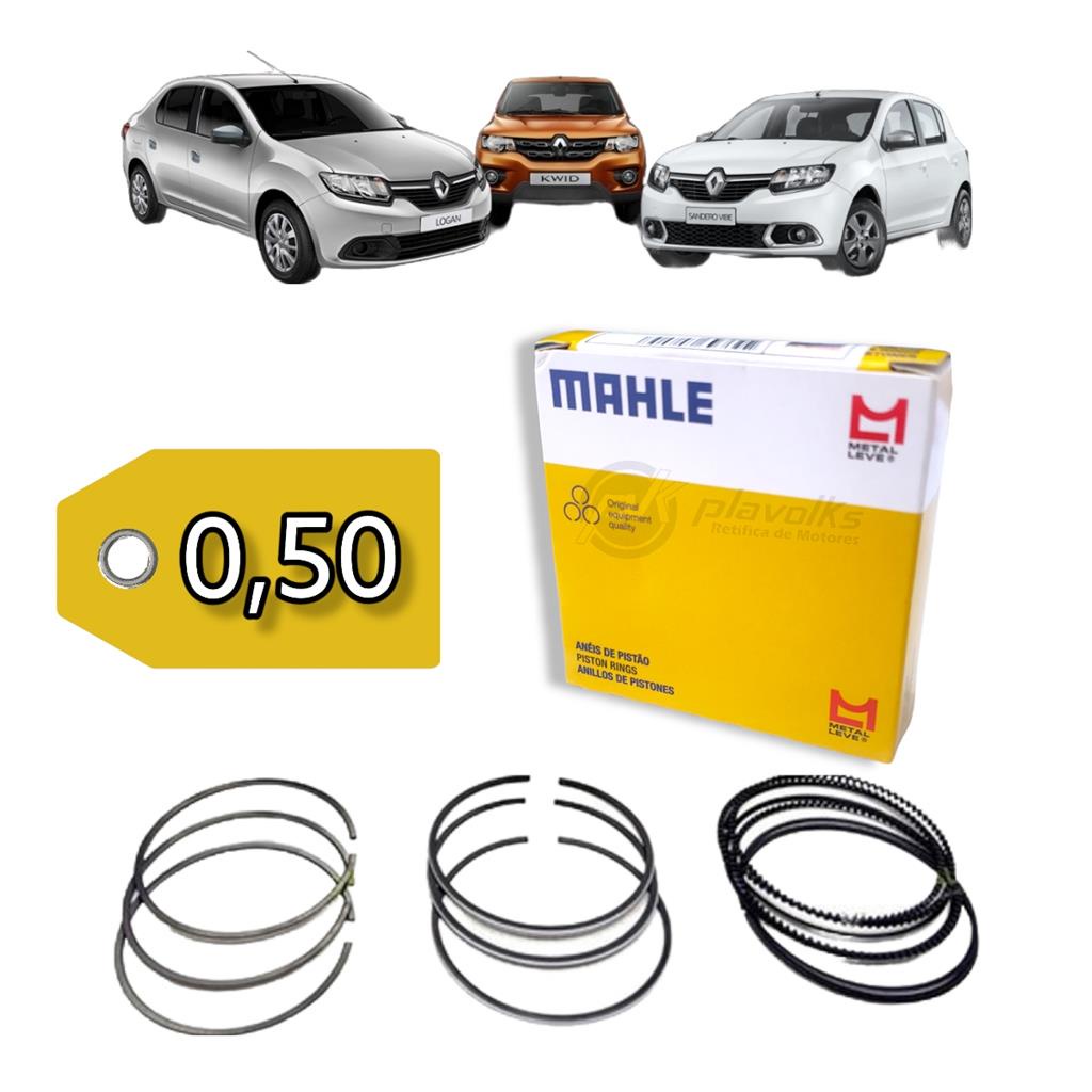 Jogo de Aneis de Segmento 050 Renault Kwid Sandero Logan 1.0 12V SCE Metal Leve
