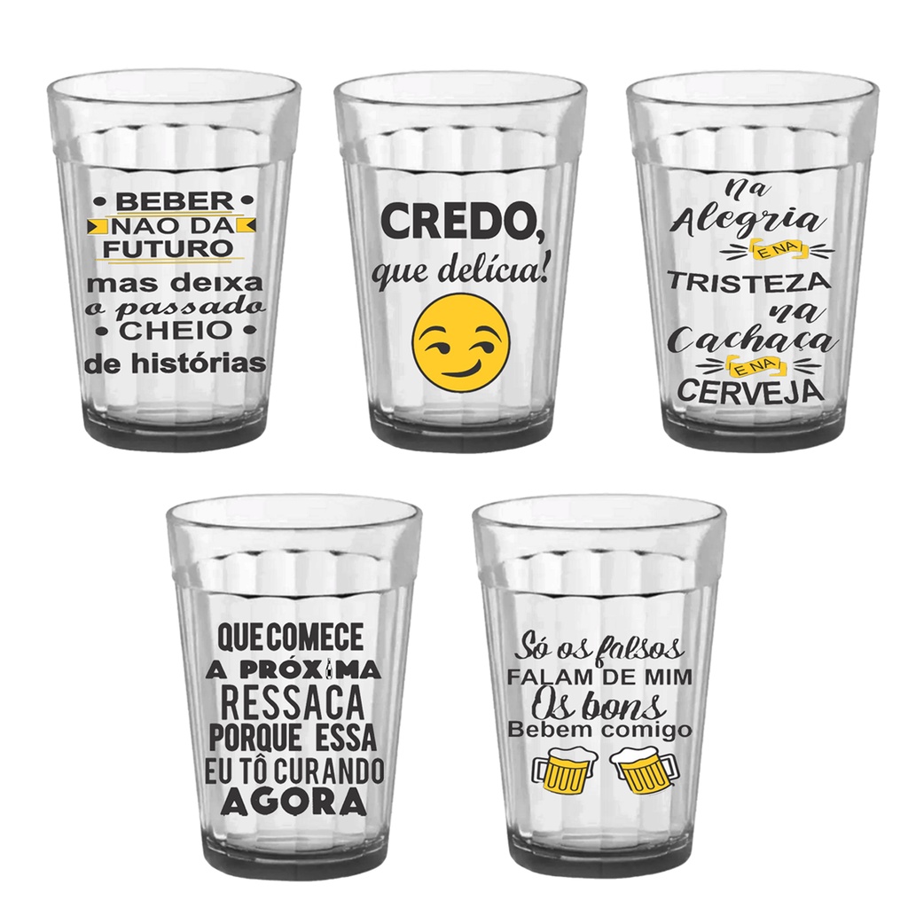 Kit De 10 Copos Americanos De 190ml De Vidro Frases Meme Diversificado ...