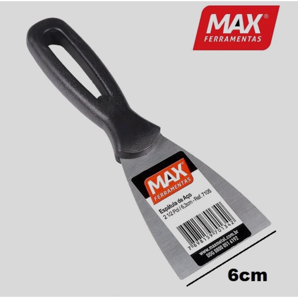 Espátula de Aço Temperado 6cm, 8cm, 10cm ou 12cm Original MAX FERRAMENTAS (Escolha o Tamanho Abaixo)