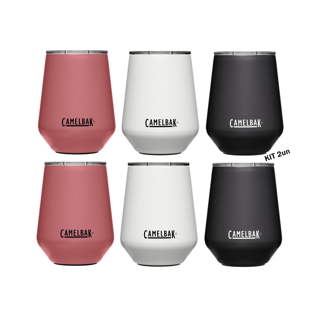 Kit 2 Copos Térmicos Taça De Vinho Com Tampa Camelbak 350ml