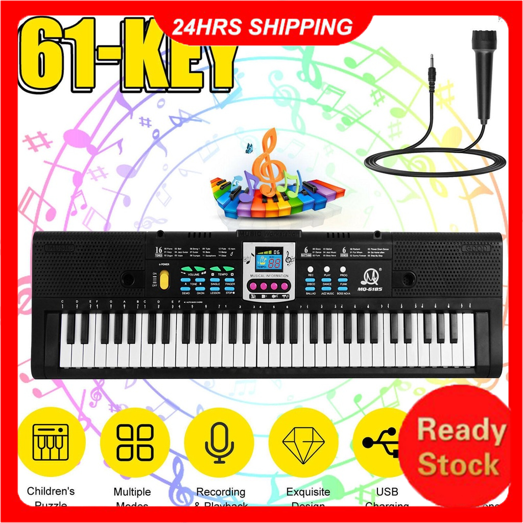 61 Chaves Teclado Eletrônico De Música Digital Kids Piano Elétrico Multifuncional Para Estudante De Com Função De Microfone Instrumento Musical