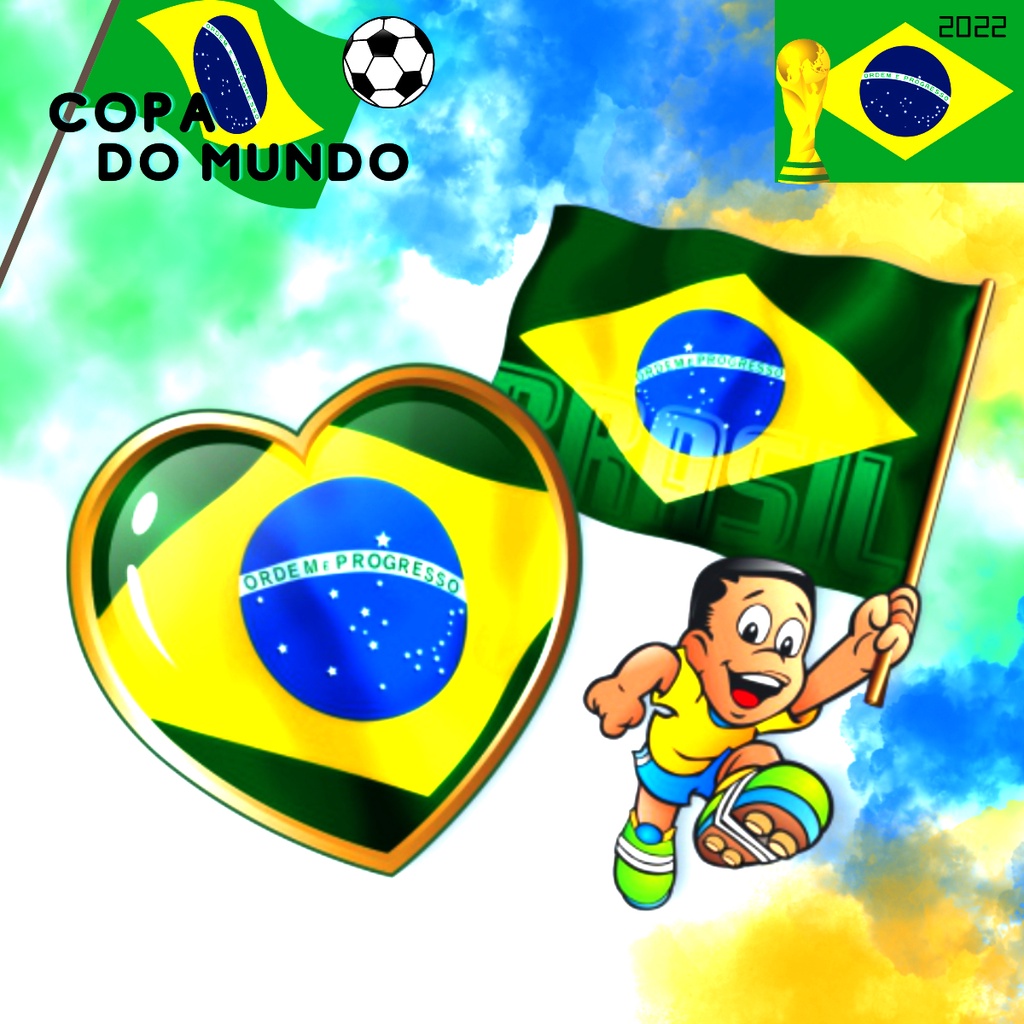 Kit Enfeite Coração + Menino C/Bandeira Futebol Brasil Copa do Mundo 2022 |  Shopee Brasil
