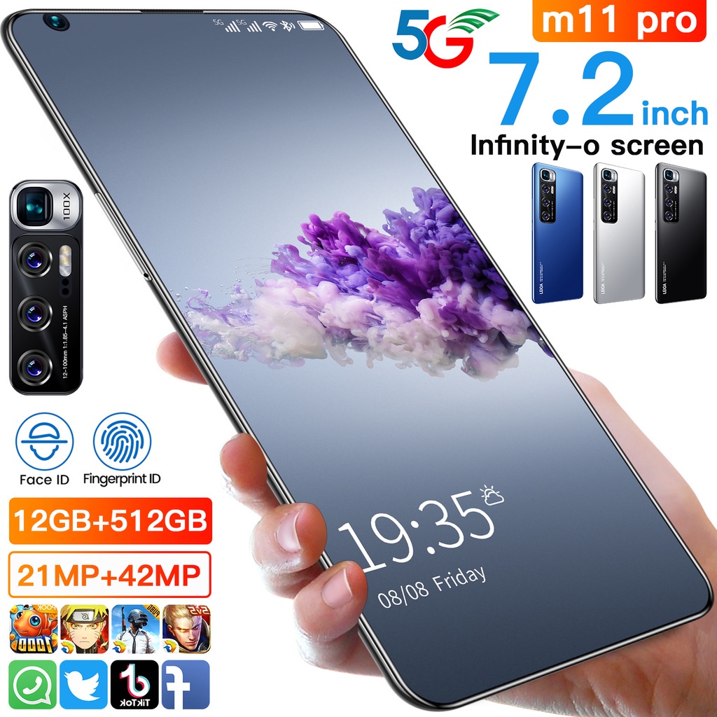 Smartphone M11 Pro 12GB + 512GB Android 6800mah 7.2 Polegadas