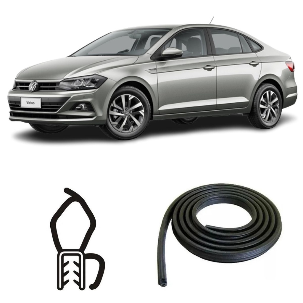 BORRACHA DO PORTA MALAS PRETA COM ABA VW VIRTUS 18/21 em Oferta na Shopee