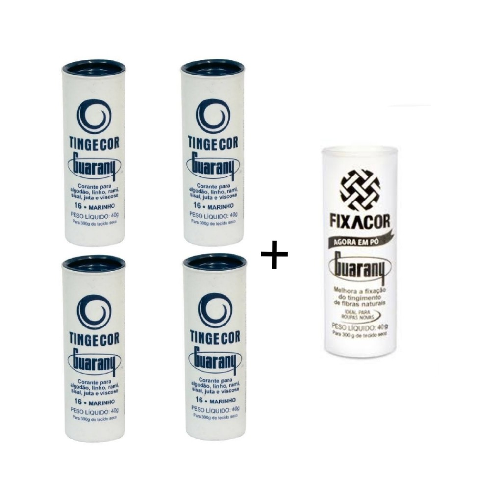 Kit 4 tinta Guarany Azul marinho 40g + 1 Fixacor Guarany 40g