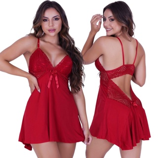 Camisola Sexy sem Bojo Sensual Costas Abertas Com Calcinha Regulável em Oferta na Shopee