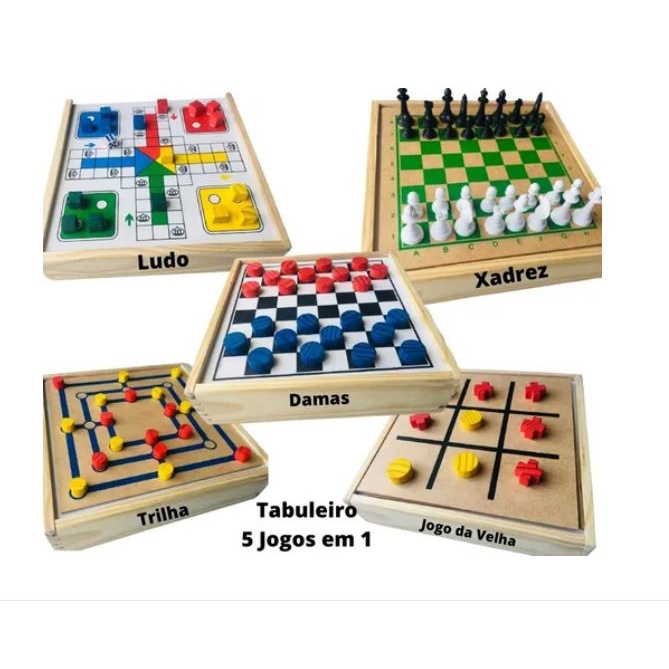 Jogo de tabuleiro 5 em 1 jogo infantil educativo em madeira brinquedo ...