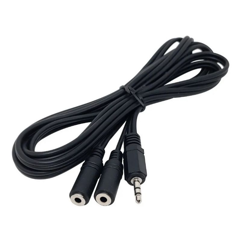 Cabo Adaptador Audio P2 Duplo Femea Para 2 Fones 2 Mts