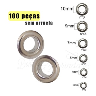 100unid Ilhós ***SEM ARRUELA*** Níquel Nº 0 - 45 - 50 - 51 - 54 - 70 em Oferta na Shopee