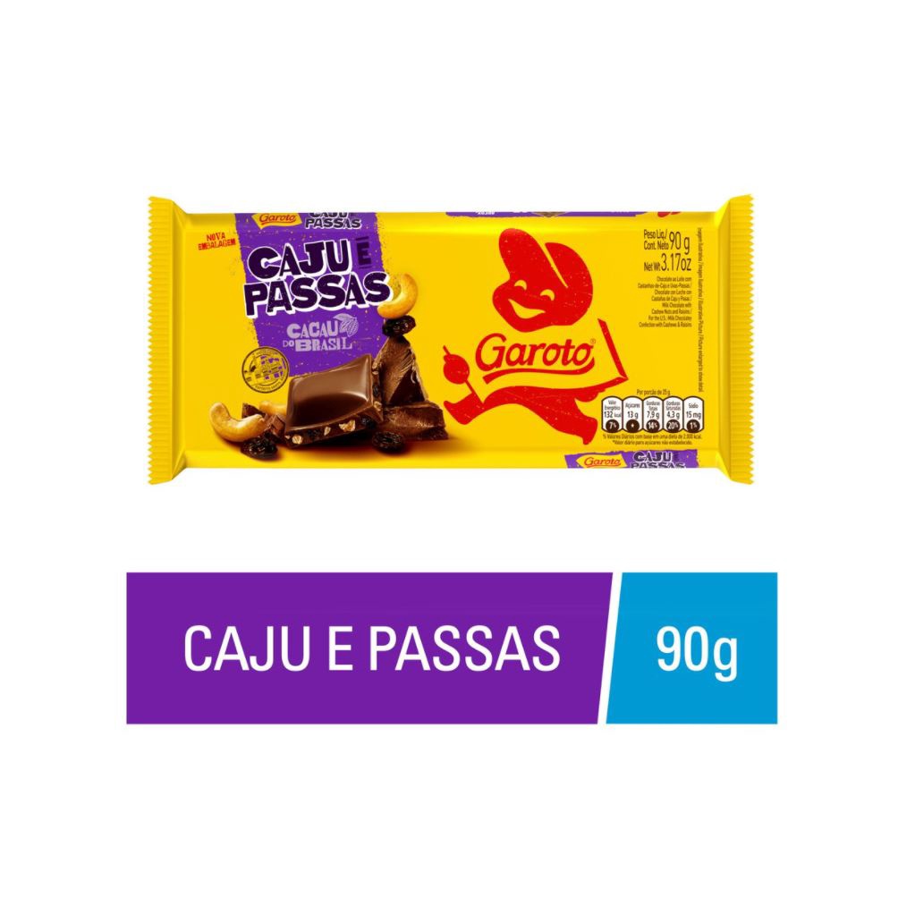 Chocolate Garoto Castanha de Caju e Passas 90g Shopee Brasil