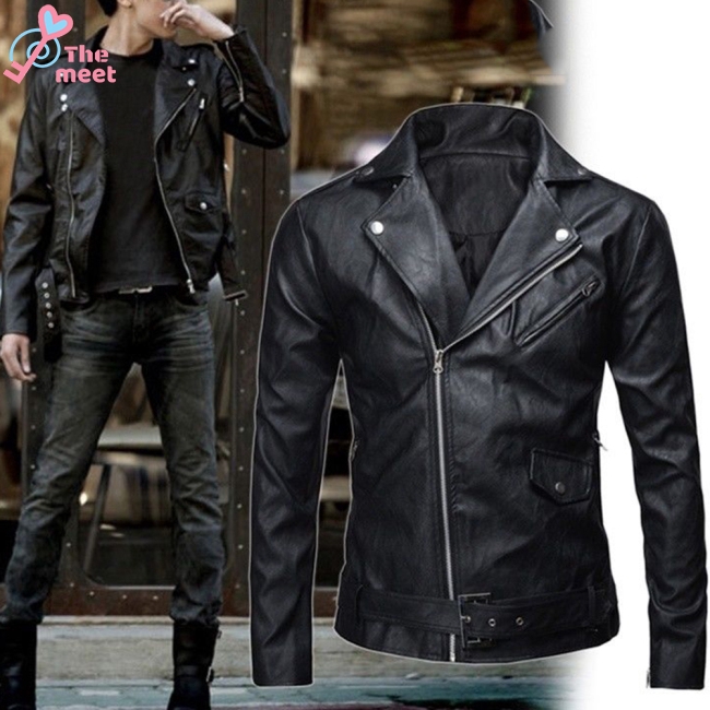 jaqueta couro masculina slim