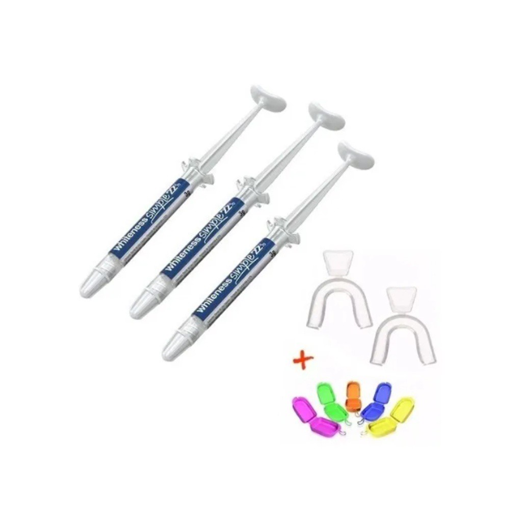 3 Bisnagas Clareador Dental Whiteness Simple 16 + Moldeiras
