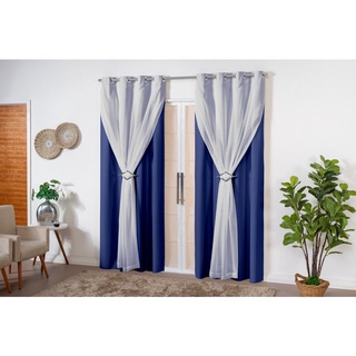 Cortina Blackout PVC com Voil 2,80x2,50 com prendedor presilha ilhos/varão