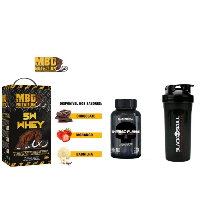 Kit Whey Protein MBD NUTRITION 2kg+Termogênico+coqueteleira