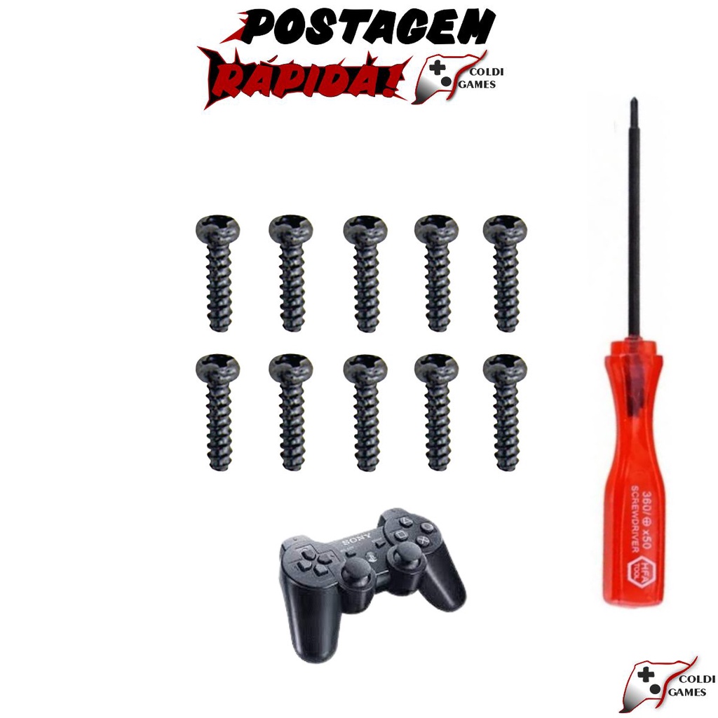 Kit 10 Parafuso Controles Ps3 e Ps2 + Philips 1.5mm