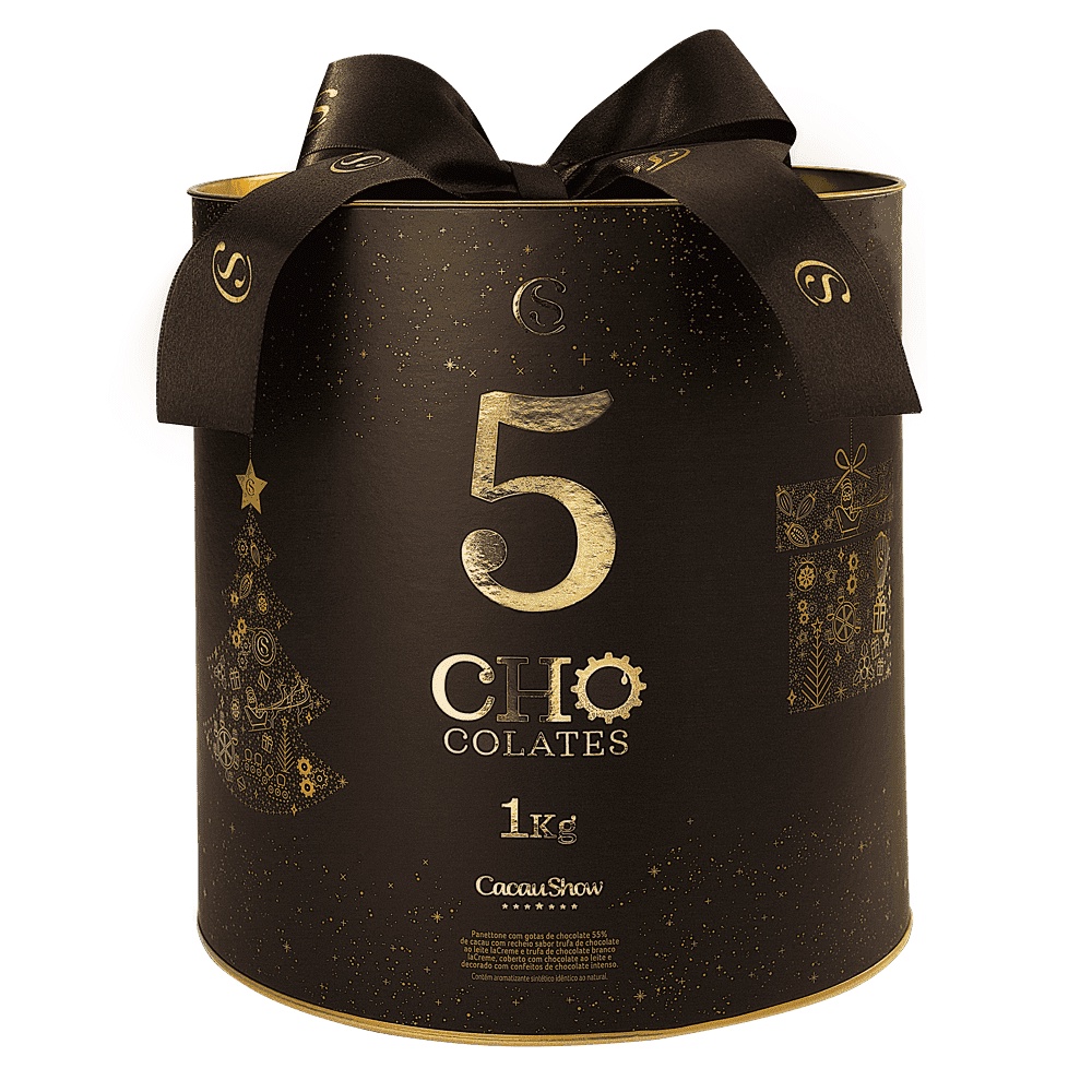 Chocotone 5 Chocolates 1Kg Cacau Show Chocottone Premium com