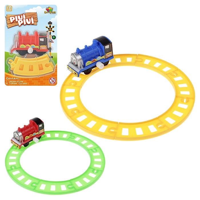 Trenzinho de Brinquedo Pista Trem Locomotiva a corda nos trilhos