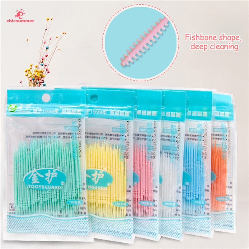 Pin On Oral Hygiene 100 Pcs Dental Floss Teeth Plastic Toothpicks