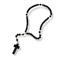 Terço De Madeira Preto De Mão Cruz Com Cristo 25cm