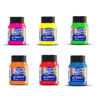 Tinta Tecido Fluorescente 37ml kit com 6 cores em Oferta na Shopee