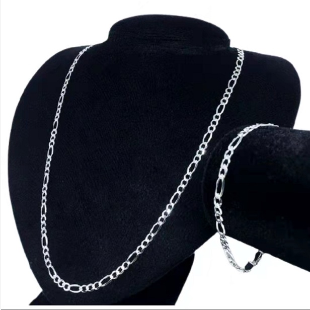 Colares Corrente Masculina + Pulseira Kit Banhado a Prata 925 Modelo 3x1