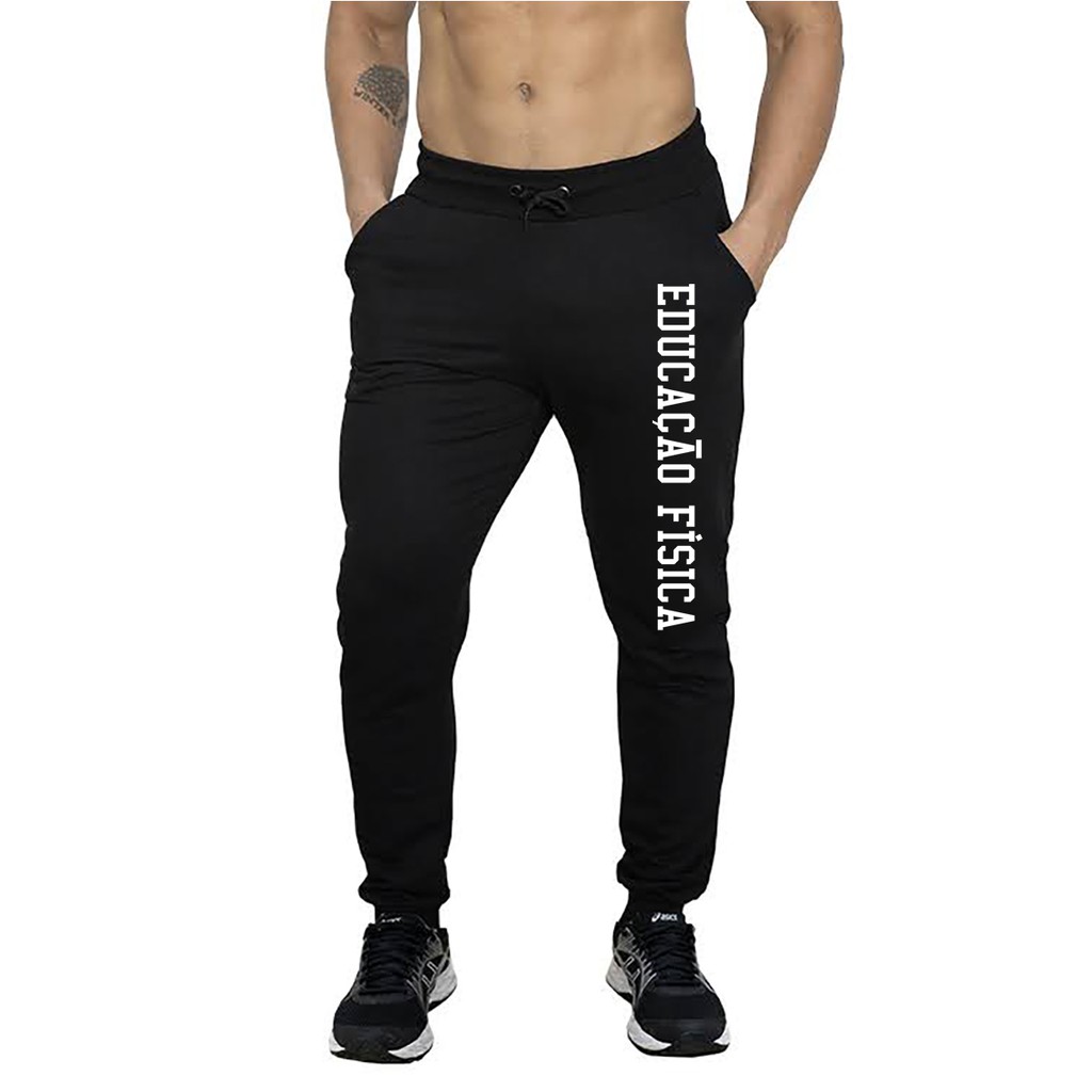 Calça Moletom Masculina Jogger Educação Física Faculdade Formatura Personal Treino