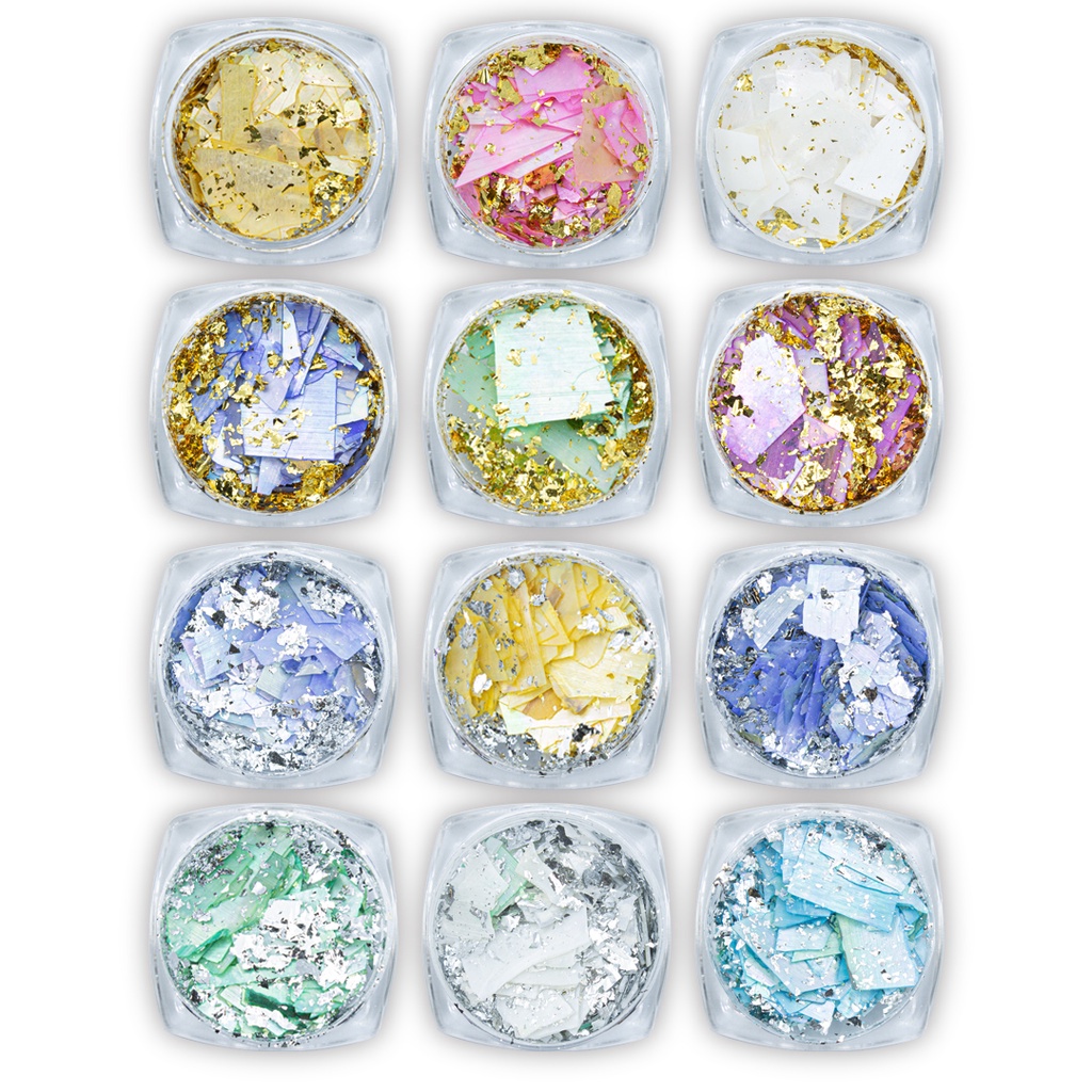 Kit 12 Madrepérola Encapsulamento Unhas Glíter Dourado Prata em Oferta na Shopee