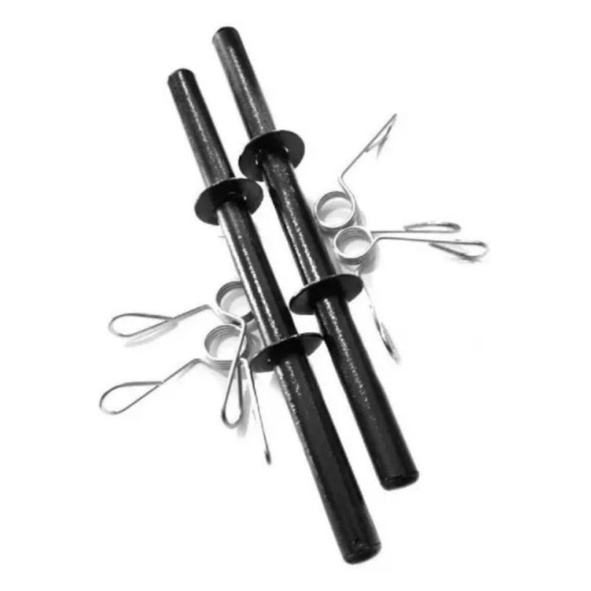 02 Barras oca de 40 cm para halteres anilhas peso musculação academia exercícios físico com presilhas o par