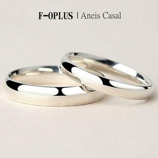 F-OPLUS | Aliança Lisa Minimalista Ajustável Par de Anel Aliança Lisa Prateado de Namoro Compromisso com Caixa，Presente Anel Para Casal/Amizade/Namoro CRC144