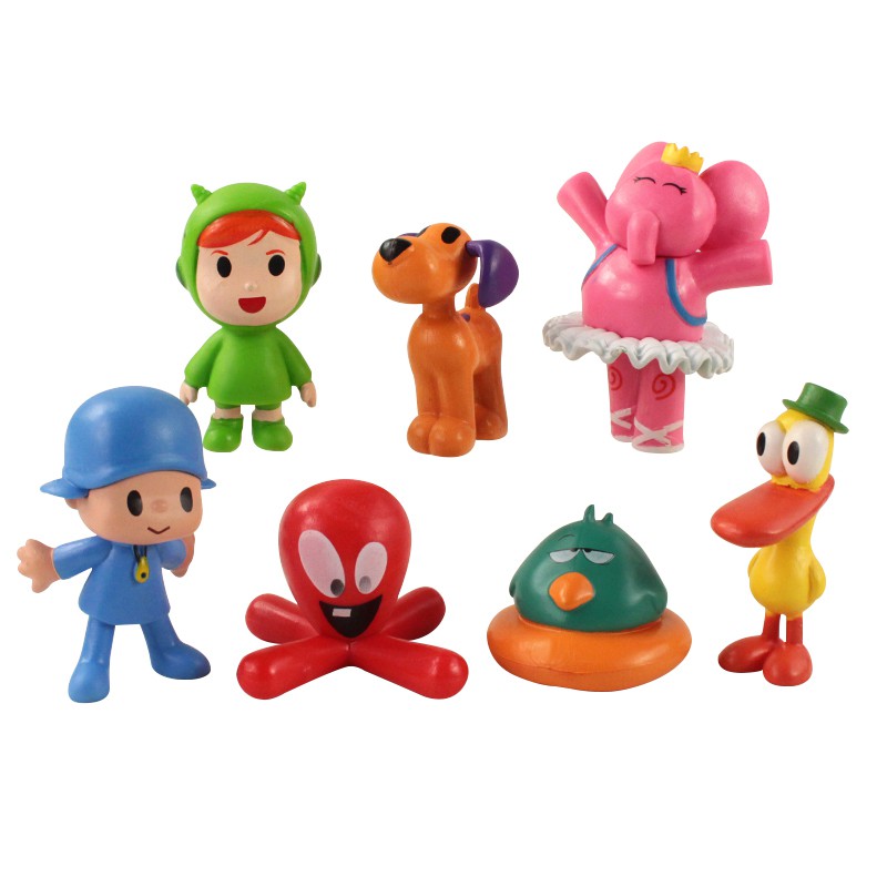 7 Pçs / Lote Pocoyo Elly Pato Loula Sono @ @ Lento Pássaro Pvc Figuras Modelo Boneca De Brinquedo Crianças Presente De Aniversário