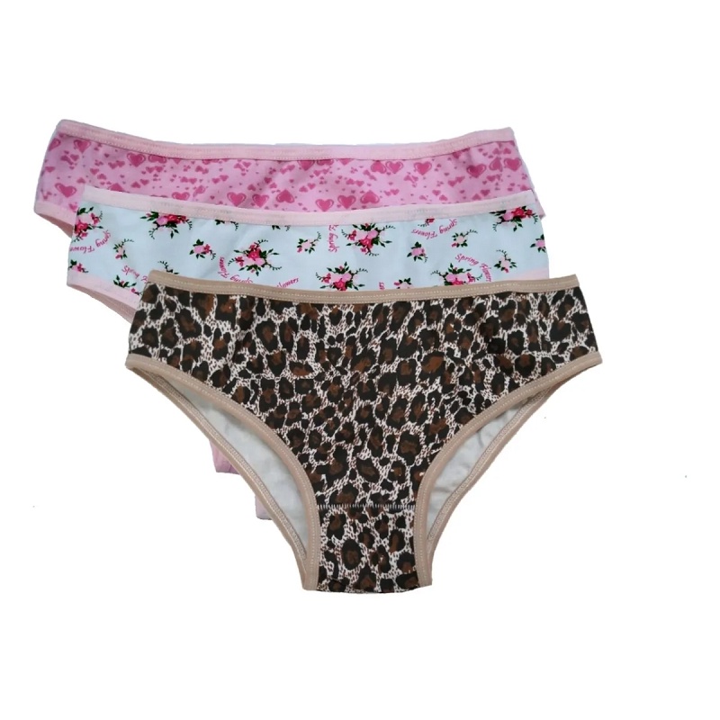 Kit Calcinha Infanto Juvenil Estampada em Algodão kit 06 peças