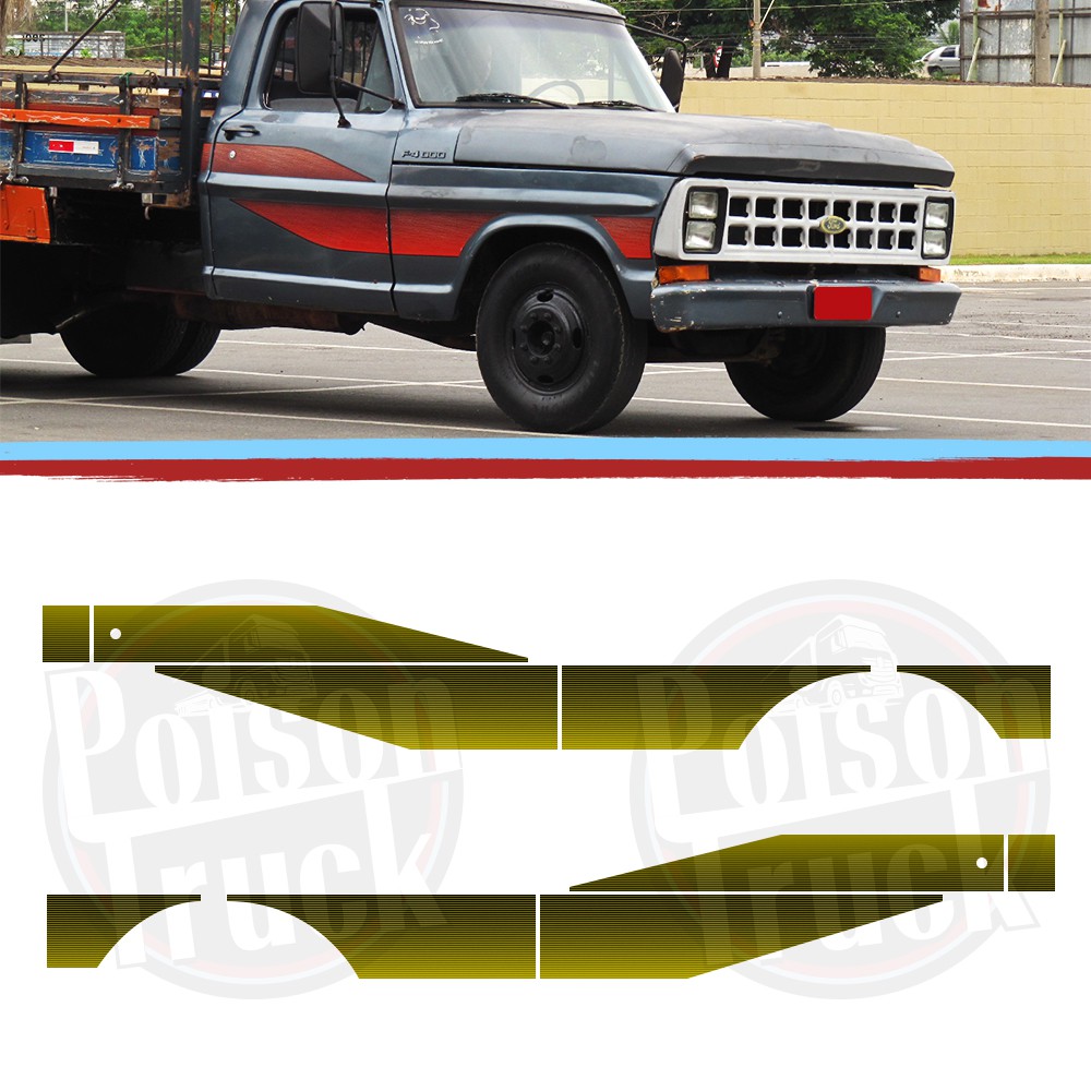 Faixa Decorativa Adesiva Lateral Camionete Ford F4000 F 4000 1975 76 77 78 79 80 A 1992 Amarela Com Carroceria Shopee Brasil