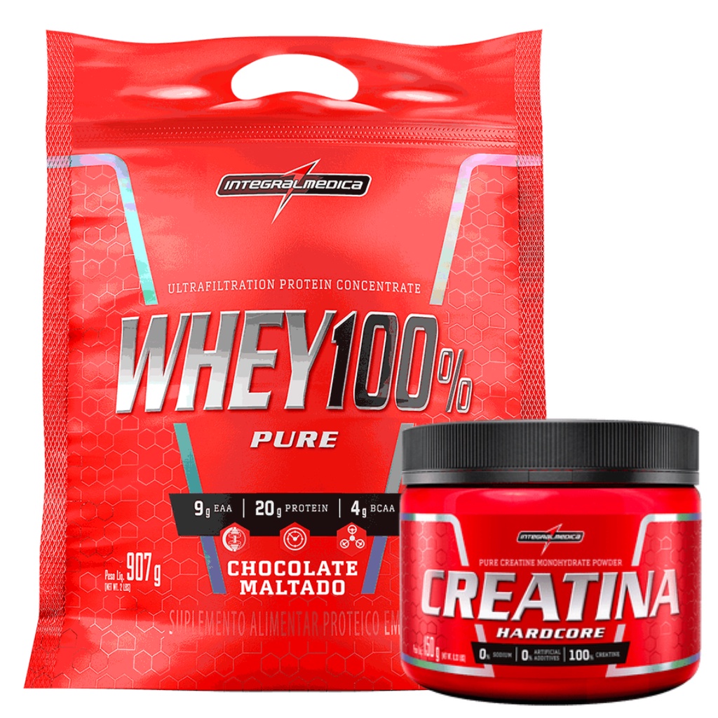 Kit Whey Protein 100 Pure 900g Creatina 150g Integralmedica Shopee Brasil